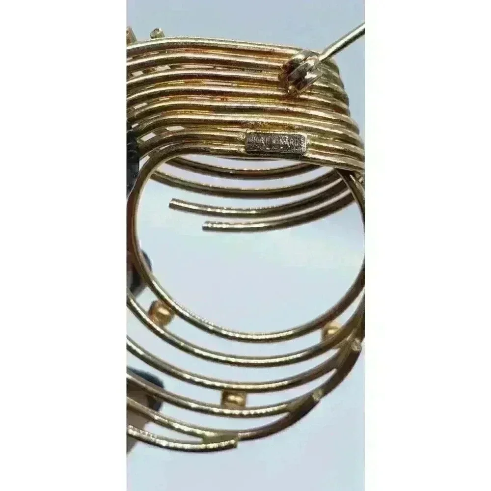 1950s Brooch 12k Gold Fill Rhinestone Art Deco Swirl MCM signed Winard